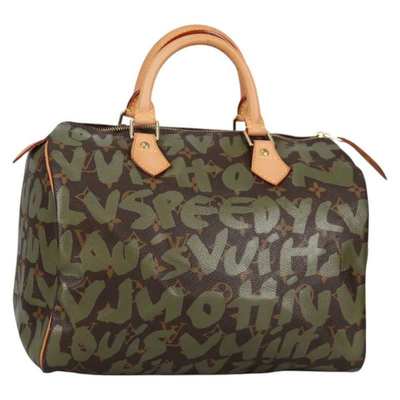 【日本直送】路易威登 Monogram Graffiti Speedy 30 包 綠卡其色 M92194 正品 fm4850V-0