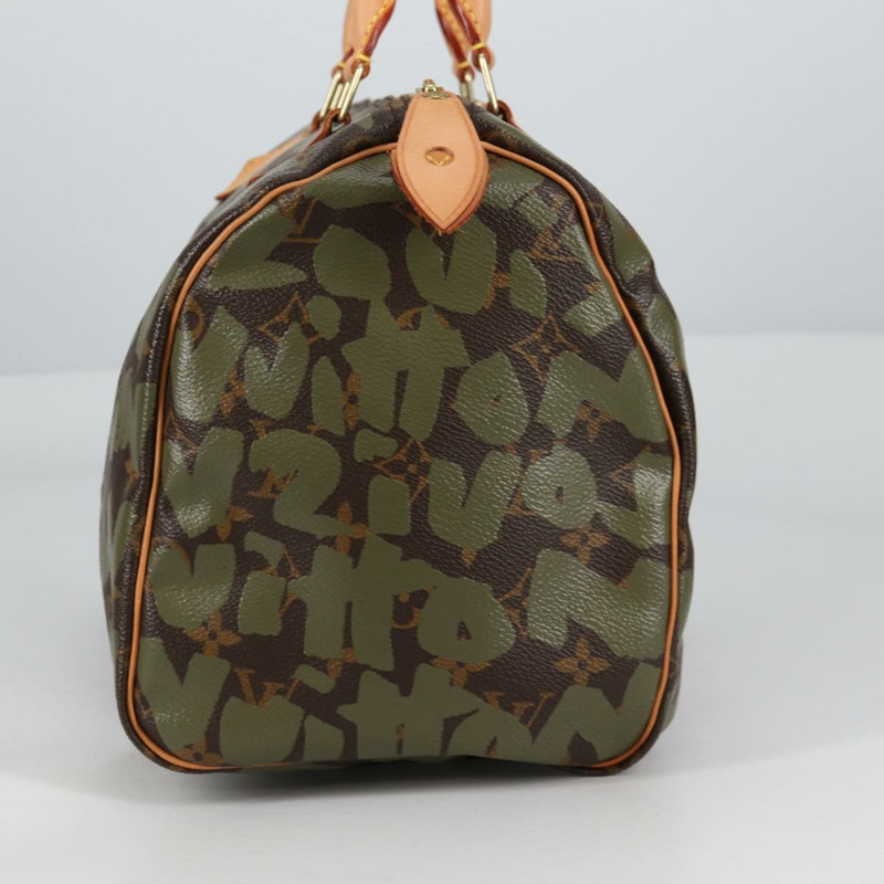【日本直送】路易威登 Monogram Graffiti Speedy 30 包 綠卡其色 M92194 正品 fm4850V-2