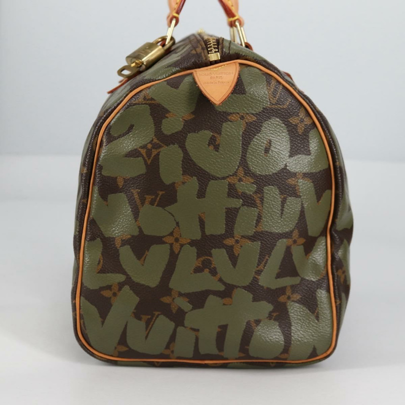【日本直送】路易威登 Monogram Graffiti Speedy 30 包 綠卡其色 M92194 正品 fm4850V-3