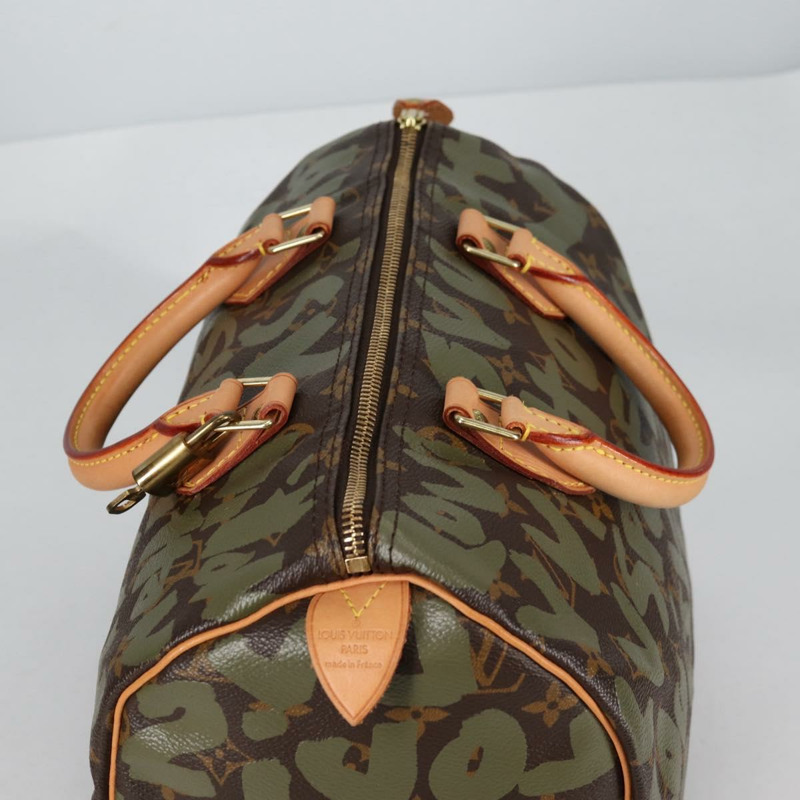 【日本直送】路易威登 Monogram Graffiti Speedy 30 包 綠卡其色 M92194 正品 fm4850V-5