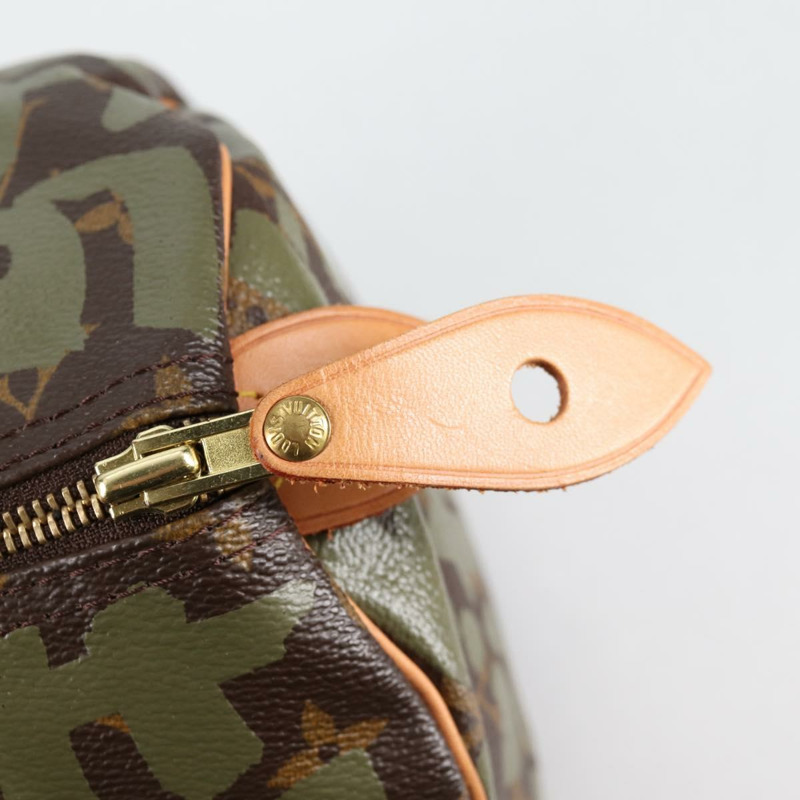 【日本直送】路易威登 Monogram Graffiti Speedy 30 包 綠卡其色 M92194 正品 fm4850V-8