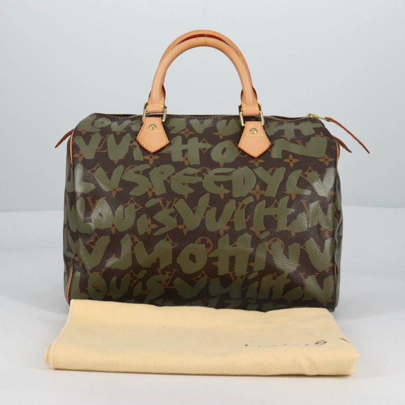 【日本直送】路易威登 Monogram Graffiti Speedy 30 包 綠卡其色 M92194 正品 fm4850V-11