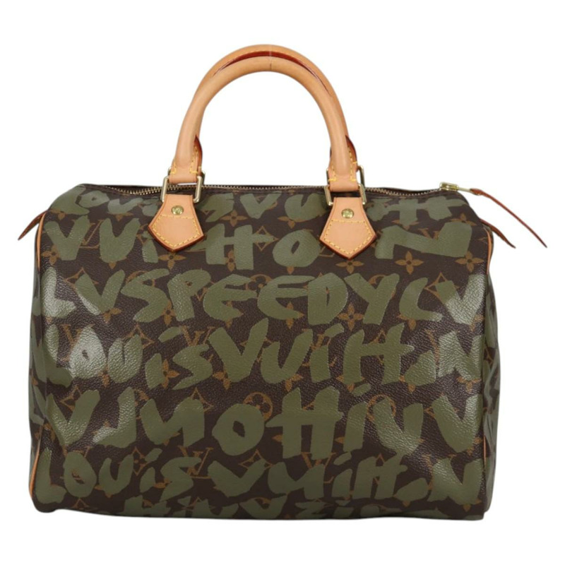 【日本直送】路易威登 Monogram Graffiti Speedy 30 包 綠卡其色 M92194 正品 fm4850V-12