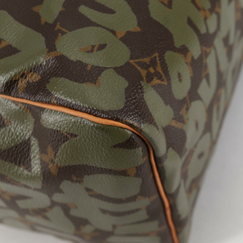 【日本直送】路易威登 Monogram Graffiti Speedy 30 包 綠卡其色 M92194 正品 fm4850V-15