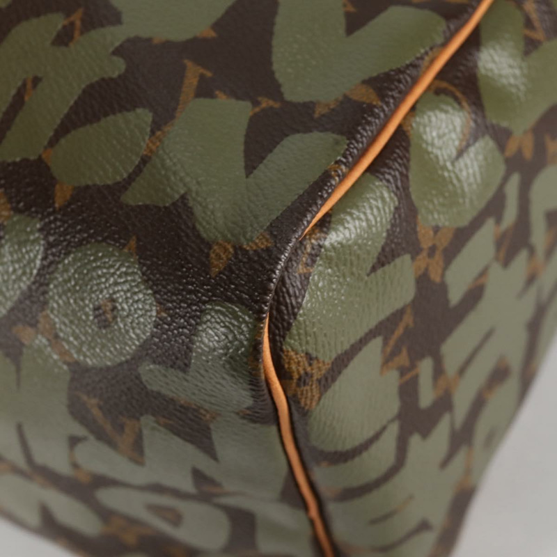 【日本直送】路易威登 Monogram Graffiti Speedy 30 包 綠卡其色 M92194 正品 fm4850V-16