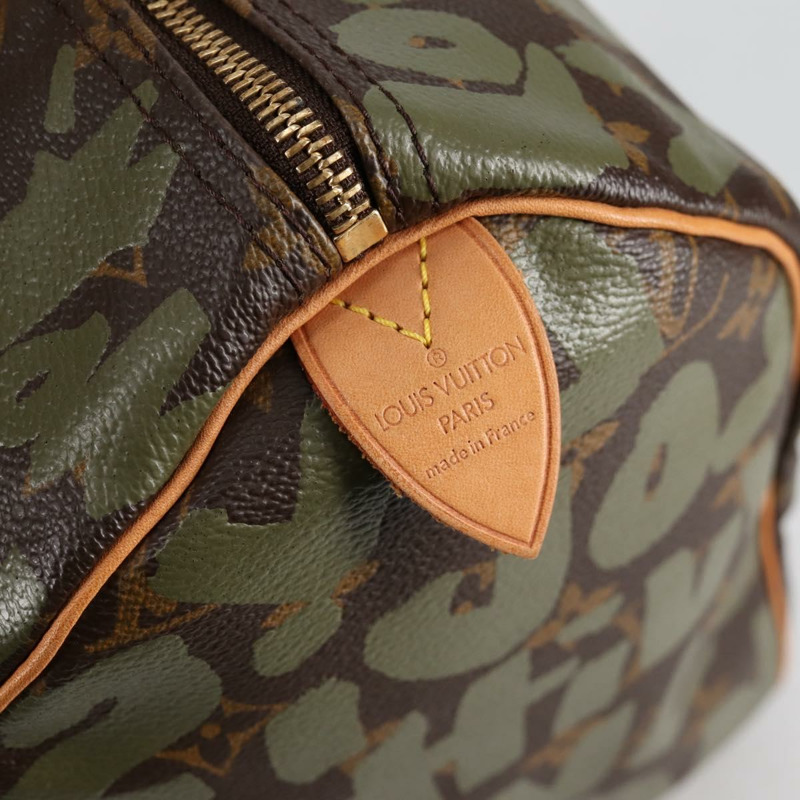 【日本直送】路易威登 Monogram Graffiti Speedy 30 包 綠卡其色 M92194 正品 fm4850V-17