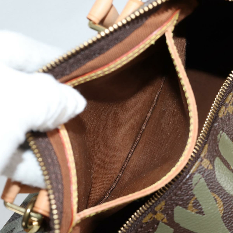 【日本直送】路易威登 Monogram Graffiti Speedy 30 包 綠卡其色 M92194 正品 fm4850V-21