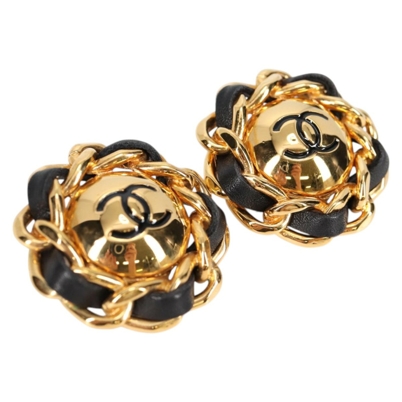 【日本直送】香奈兒 COCO 馬克耳環金屬金 CC 正品 BA5544V-0