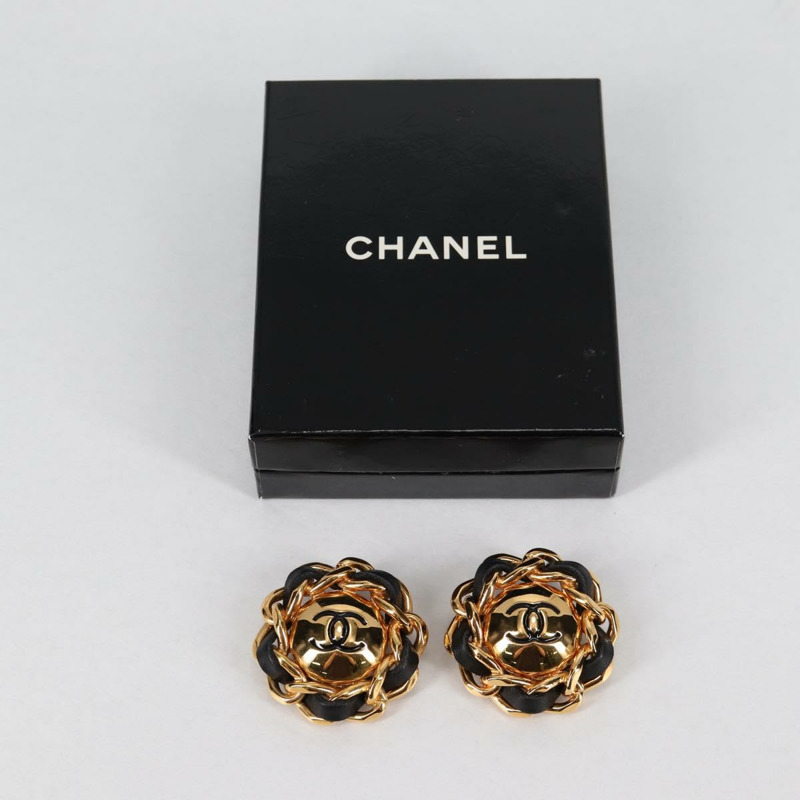 【日本直送】香奈兒 COCO 馬克耳環金屬金 CC 正品 BA5544V-6