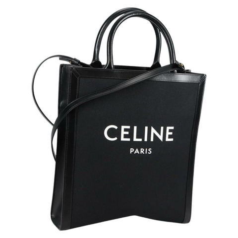 CELINE Vertical Cabas 手提包 帆布 2 向 黑色 正品 BA5554M