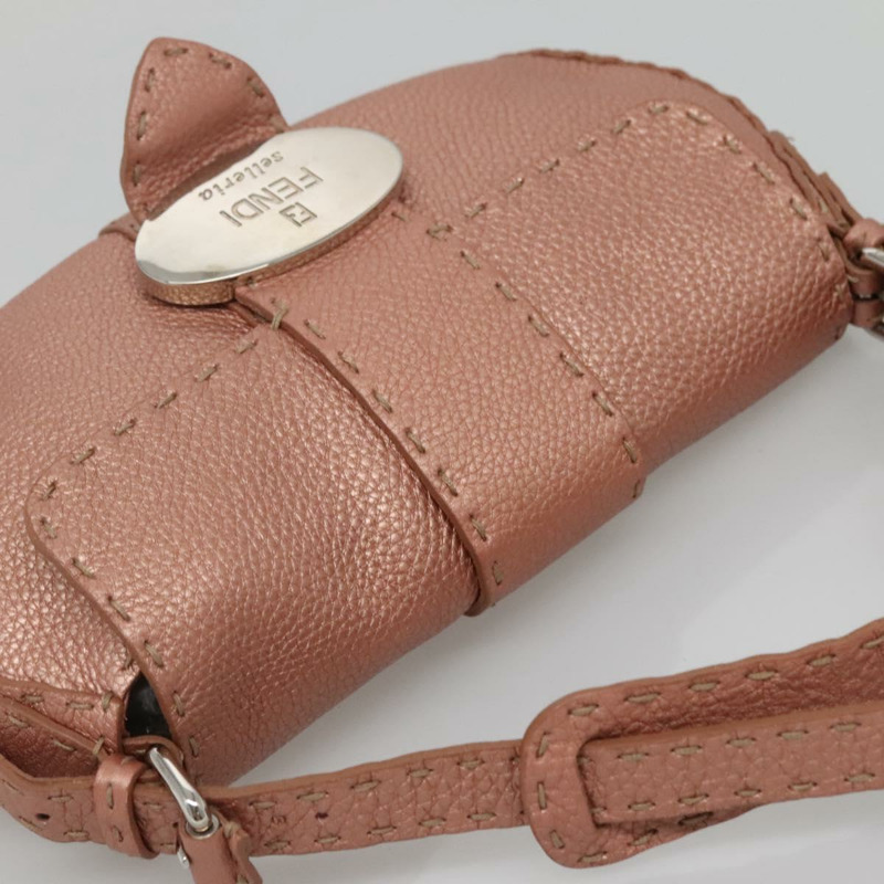 【日本直送】FENDI Celeria 單肩包 皮革 粉紅色 銀色 正品 BA5547-5