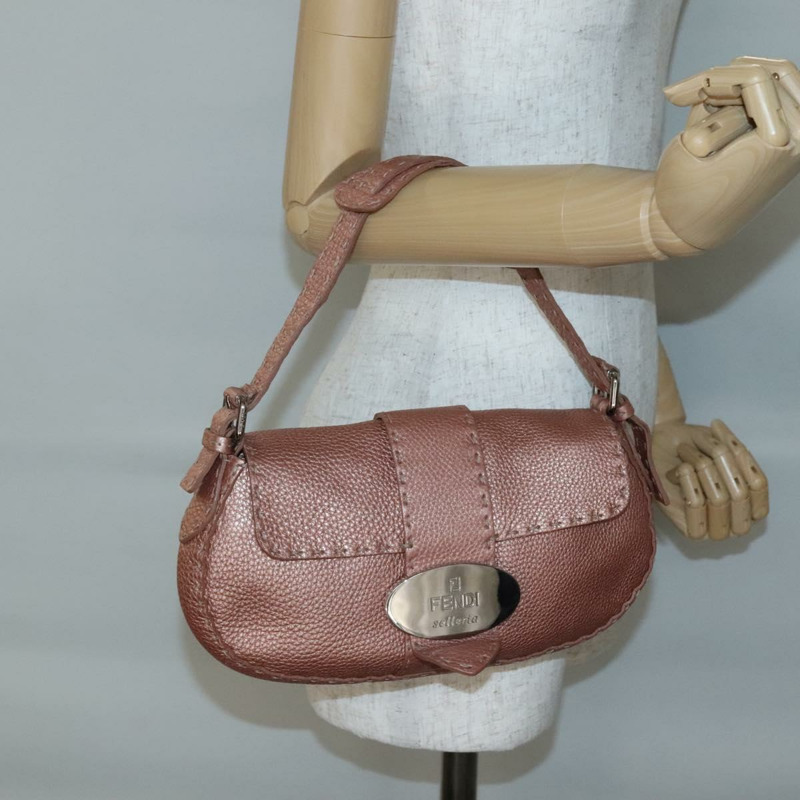 【日本直送】FENDI Celeria 單肩包 皮革 粉紅色 銀色 正品 BA5547-22