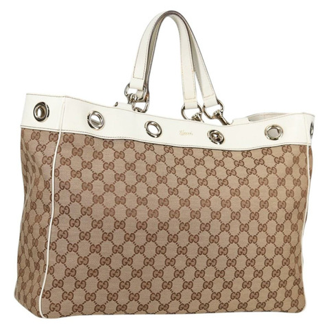 GUCCI GG 帆布托特包 米色金色 153033 正品 BA5552V
