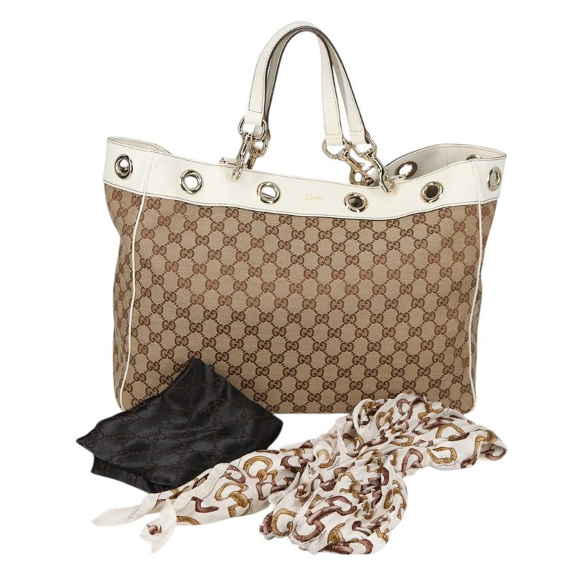 【日本直送】GUCCI GG 帆布托特包 米色金色 153033 正品 BA5552V-11