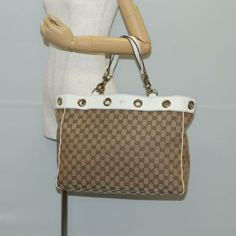【日本直送】GUCCI GG 帆布托特包 米色金色 153033 正品 BA5552V-28