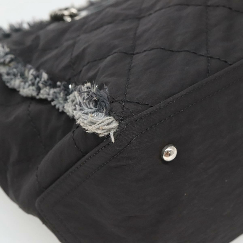 【日本直送】香奈兒 Wild Stitch 鏈條單肩包帆布黑色銀色 CC 正品 140498-13