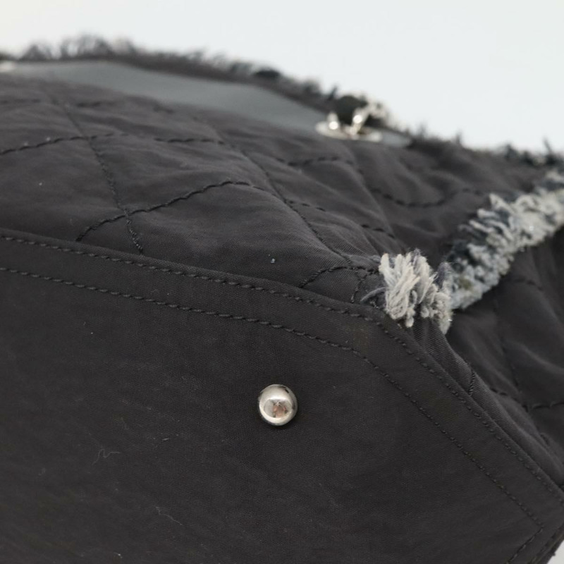 【日本直送】香奈兒 Wild Stitch 鏈條單肩包帆布黑色銀色 CC 正品 140498-14