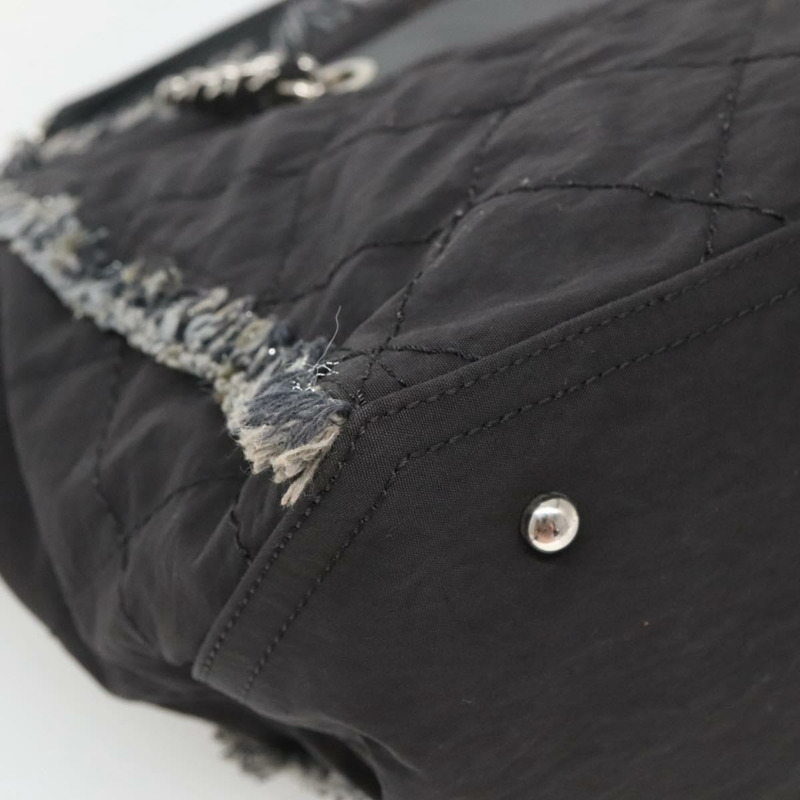 【日本直送】香奈兒 Wild Stitch 鏈條單肩包帆布黑色銀色 CC 正品 140498-15