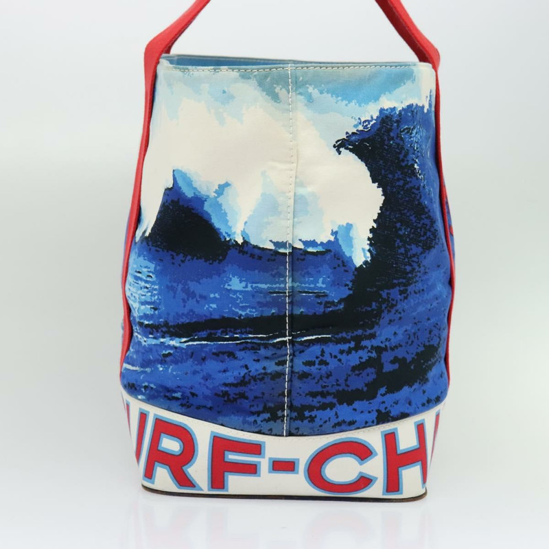 【日本直送】香奈兒 Surfline 托特包 帆布 藍白紅 CC 正品 140491-2