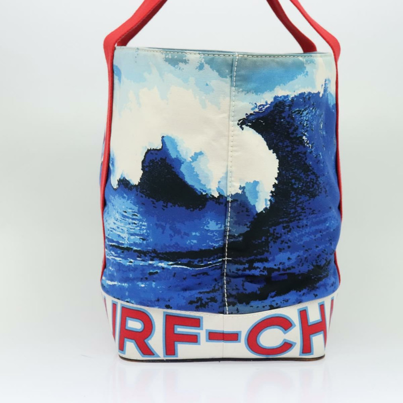 【日本直送】香奈兒 Surfline 托特包 帆布 藍白紅 CC 正品 140491-3