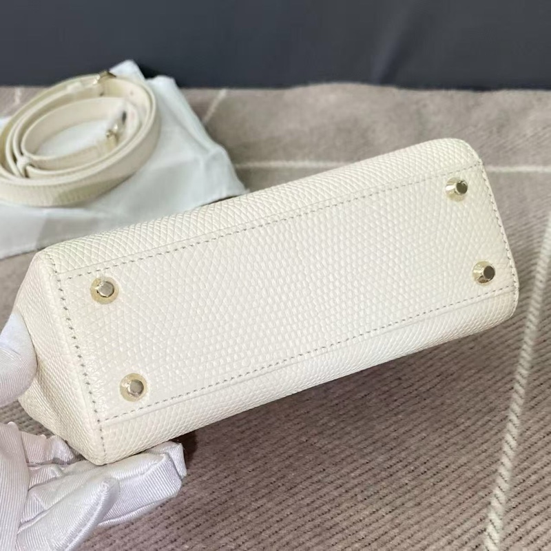 Dior三格白色蜥蜴皮金扣戴妃包,2022年購入-7