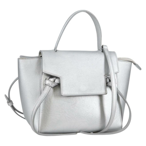 CELINE 腰包 手提包 皮革 2 向 銀色 正品 140477