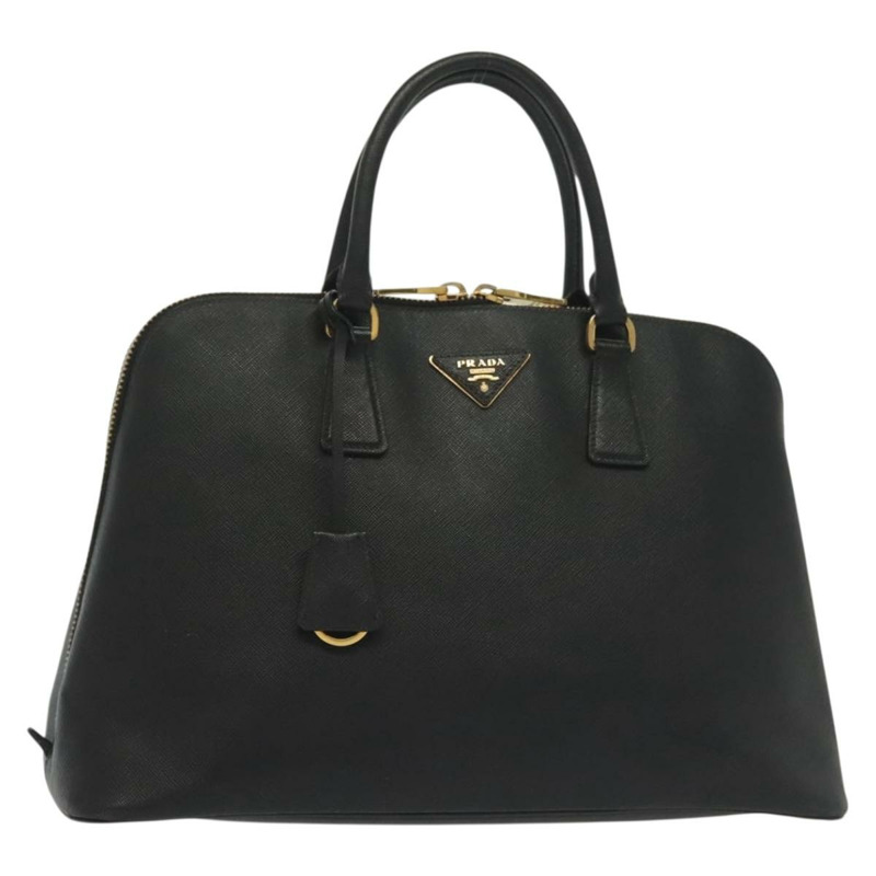 【日本直送】PRADA 手提包 Safiano 皮革 黑金色 Auth 141264-0