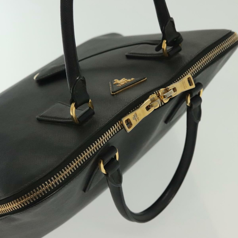 【日本直送】PRADA 手提包 Safiano 皮革 黑金色 Auth 141264-5
