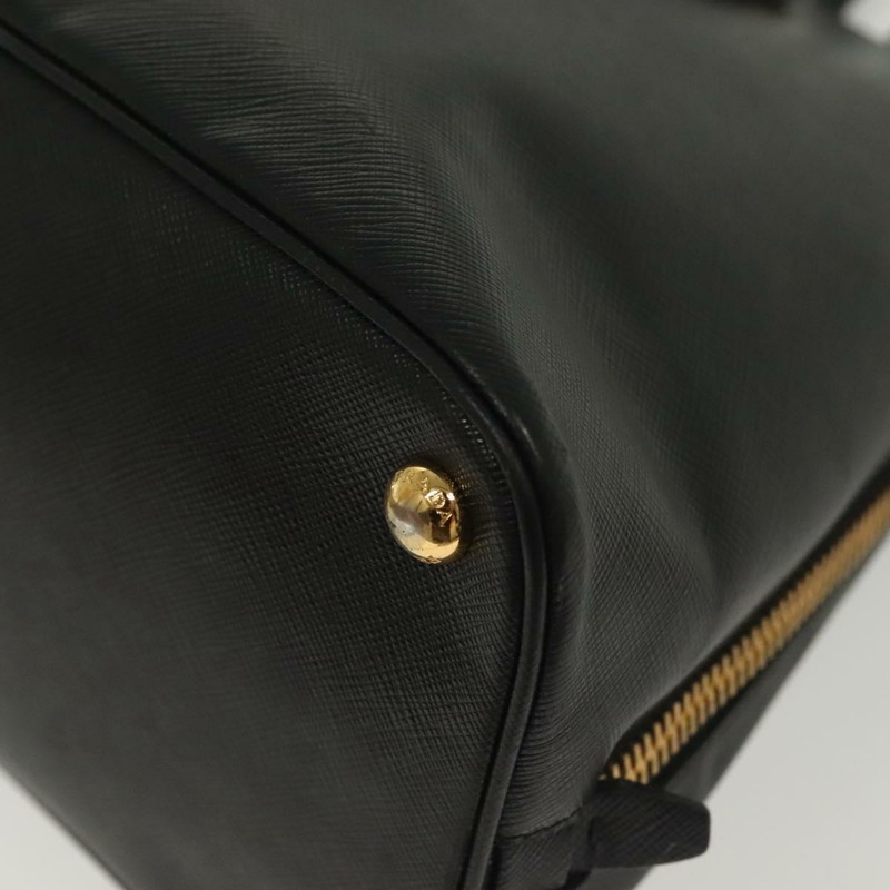 【日本直送】PRADA 手提包 Safiano 皮革 黑金色 Auth 141264-7