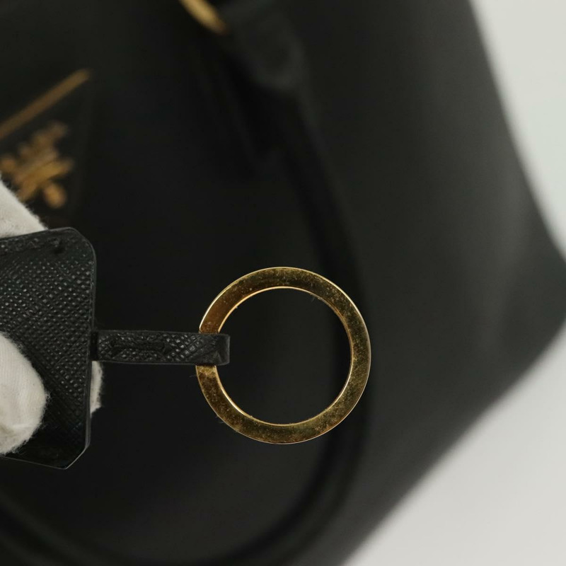 【日本直送】PRADA 手提包 Safiano 皮革 黑金色 Auth 141264-8