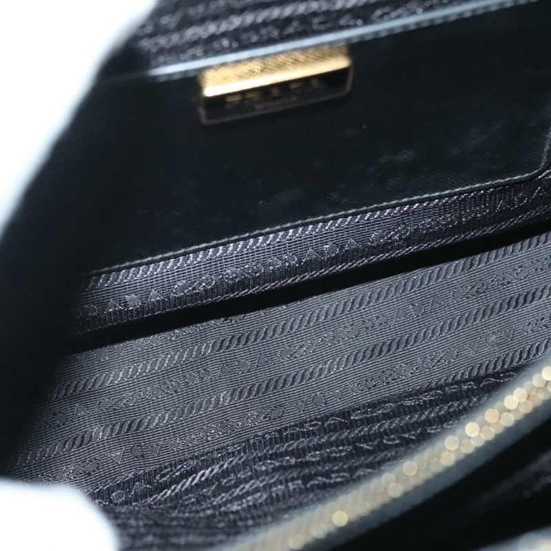 【日本直送】PRADA 手提包 Safiano 皮革 黑金色 Auth 141264-9