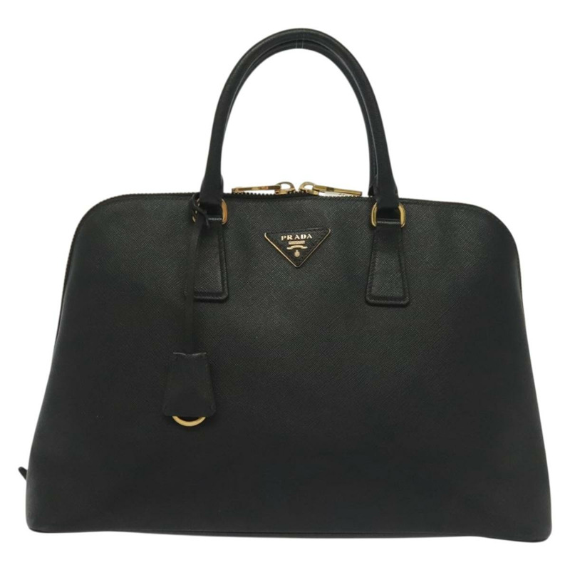 【日本直送】PRADA 手提包 Safiano 皮革 黑金色 Auth 141264-12