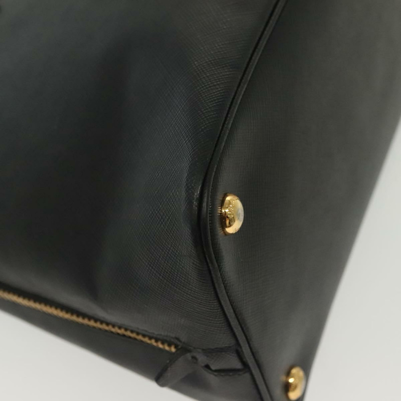【日本直送】PRADA 手提包 Safiano 皮革 黑金色 Auth 141264-14