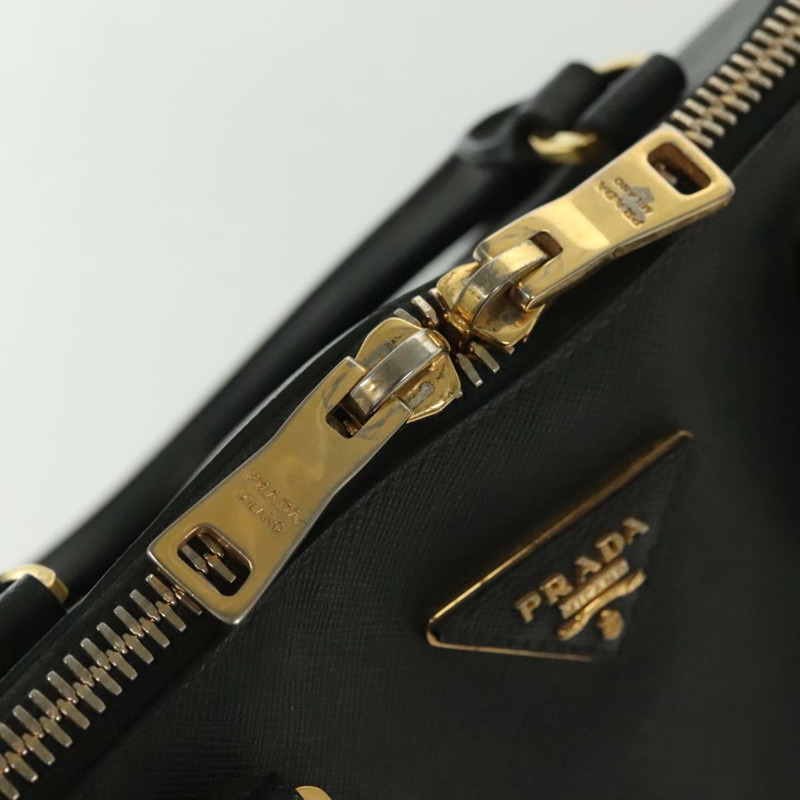 【日本直送】PRADA 手提包 Safiano 皮革 黑金色 Auth 141264-17