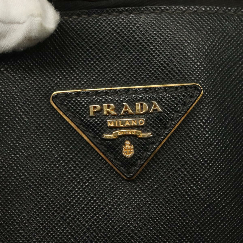 【日本直送】PRADA 手提包 Safiano 皮革 黑金色 Auth 141264-18