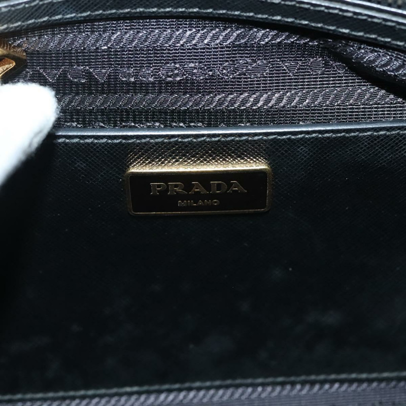 【日本直送】PRADA 手提包 Safiano 皮革 黑金色 Auth 141264-19