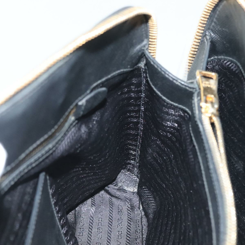 【日本直送】PRADA 手提包 Safiano 皮革 黑金色 Auth 141264-20
