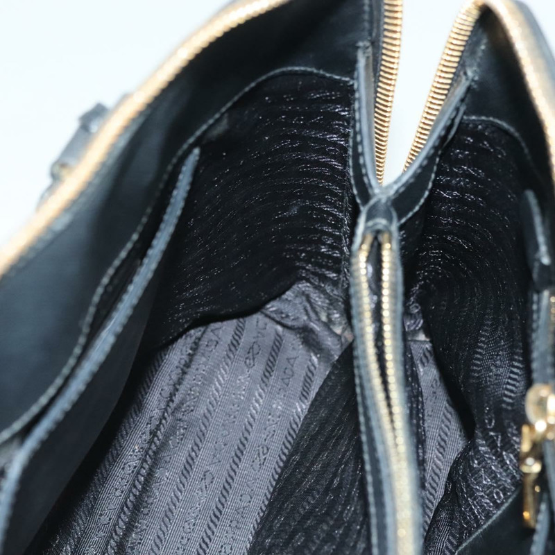 【日本直送】PRADA 手提包 Safiano 皮革 黑金色 Auth 141264-23