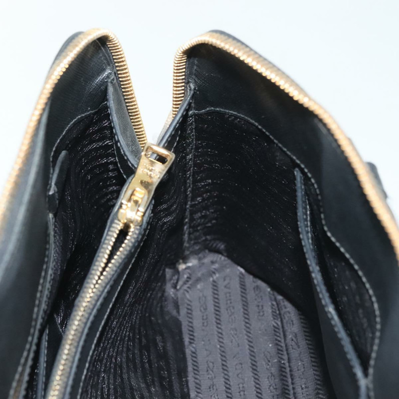 【日本直送】PRADA 手提包 Safiano 皮革 黑金色 Auth 141264-24