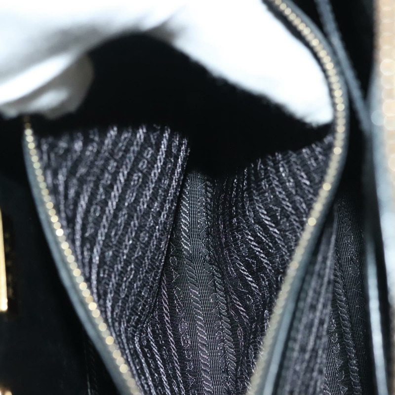 【日本直送】PRADA 手提包 Safiano 皮革 黑金色 Auth 141264-25