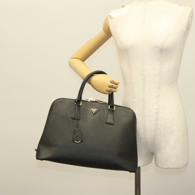 【日本直送】PRADA 手提包 Safiano 皮革 黑金色 Auth 141264-27