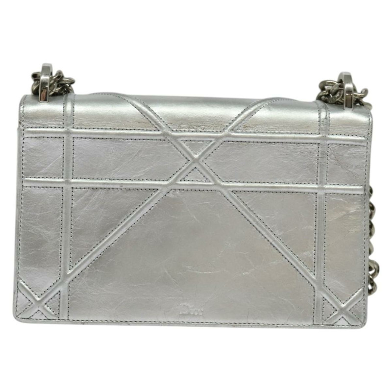 【日本直送】Christian Dior 鏈條 Diorama 肩背包 皮革 銀色 正品 BA5163-1