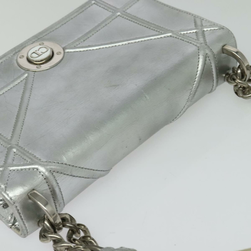 【日本直送】Christian Dior 鏈條 Diorama 肩背包 皮革 銀色 正品 BA5163-5