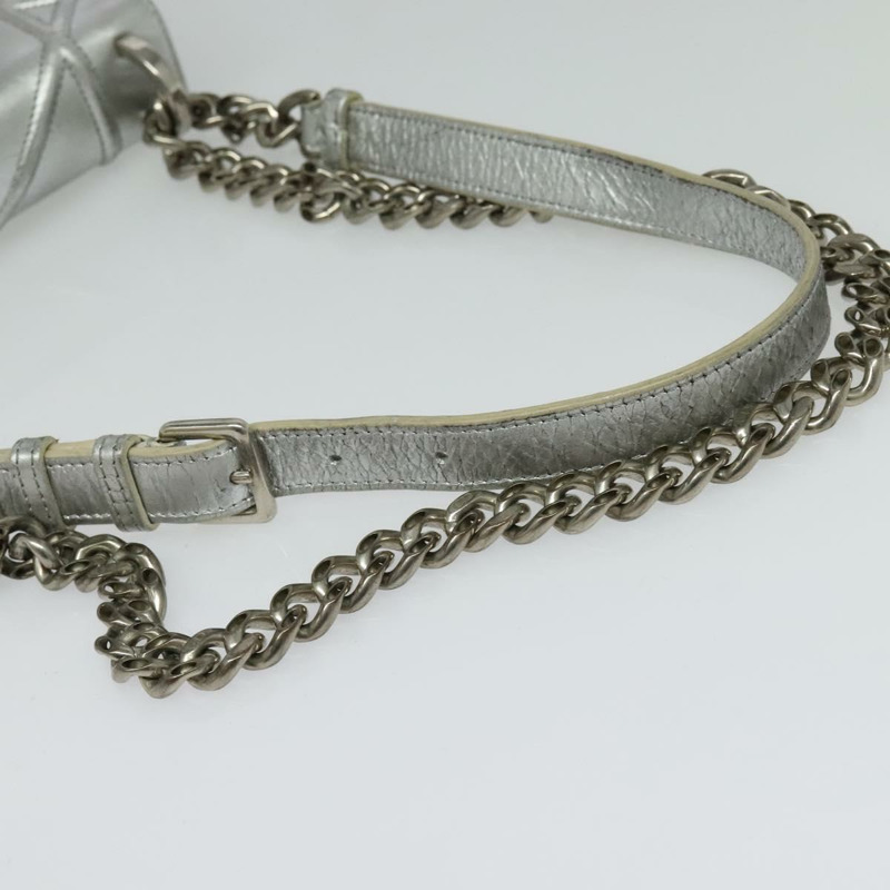 【日本直送】Christian Dior 鏈條 Diorama 肩背包 皮革 銀色 正品 BA5163-6