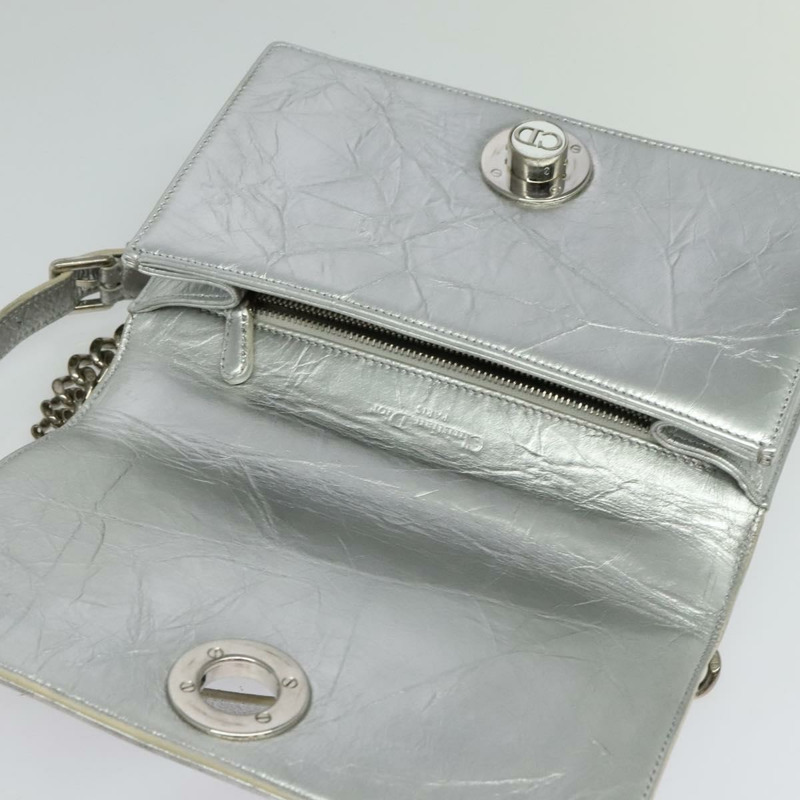 【日本直送】Christian Dior 鏈條 Diorama 肩背包 皮革 銀色 正品 BA5163-8