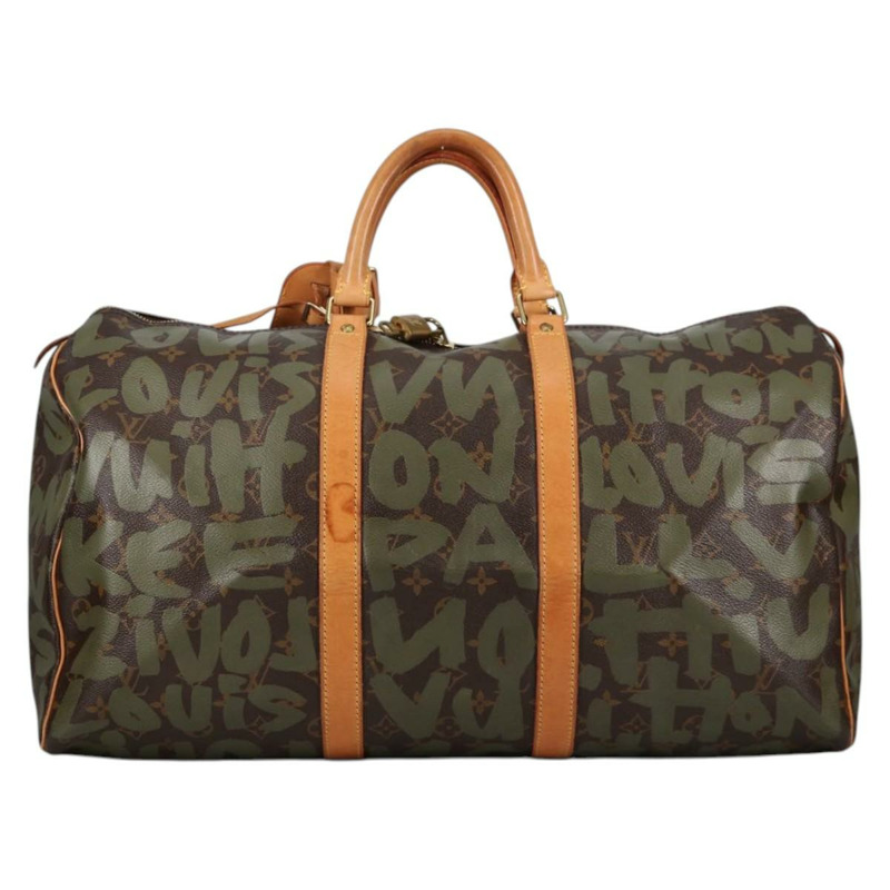 【日本直送】路易威登 Monogram Graffiti Keepall 50 波士頓包 卡其色 M92196 正品 fm4841V-1