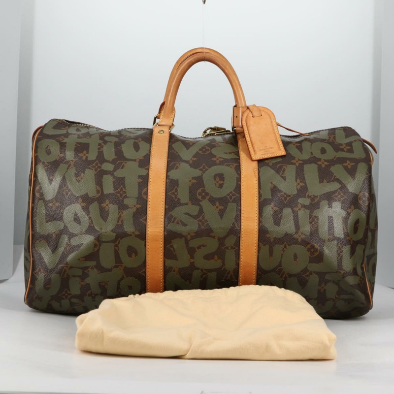 【日本直送】路易威登 Monogram Graffiti Keepall 50 波士頓包 卡其色 M92196 正品 fm4841V-11