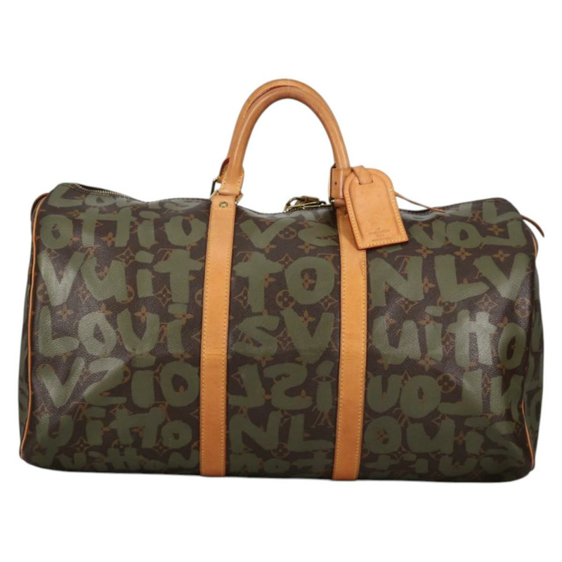 【日本直送】路易威登 Monogram Graffiti Keepall 50 波士頓包 卡其色 M92196 正品 fm4841V-12