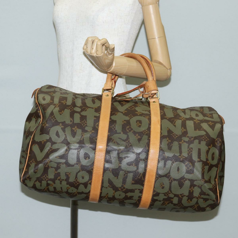 【日本直送】路易威登 Monogram Graffiti Keepall 50 波士頓包 卡其色 M92196 正品 fm4841V-22