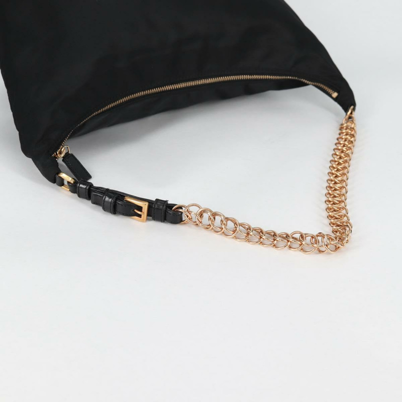 【日本直送】PRADA 鏈條單肩包 尼龍 黑金 正品 141036V-6